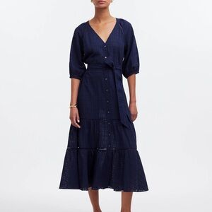 Madewell Deep Blue Button-Down Midi Dress